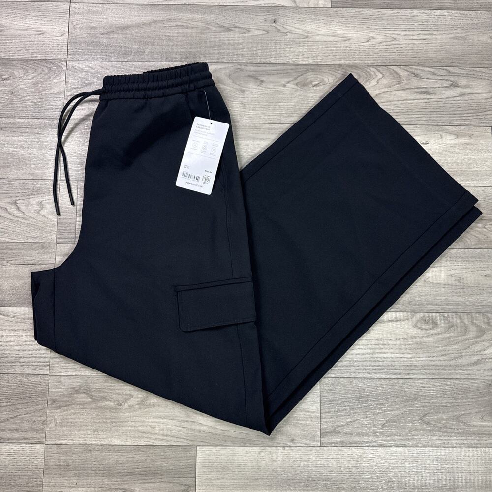 Athleta Promenade Cargo Pants Wide Leg Pull On Stretch High Rise Black sz XS